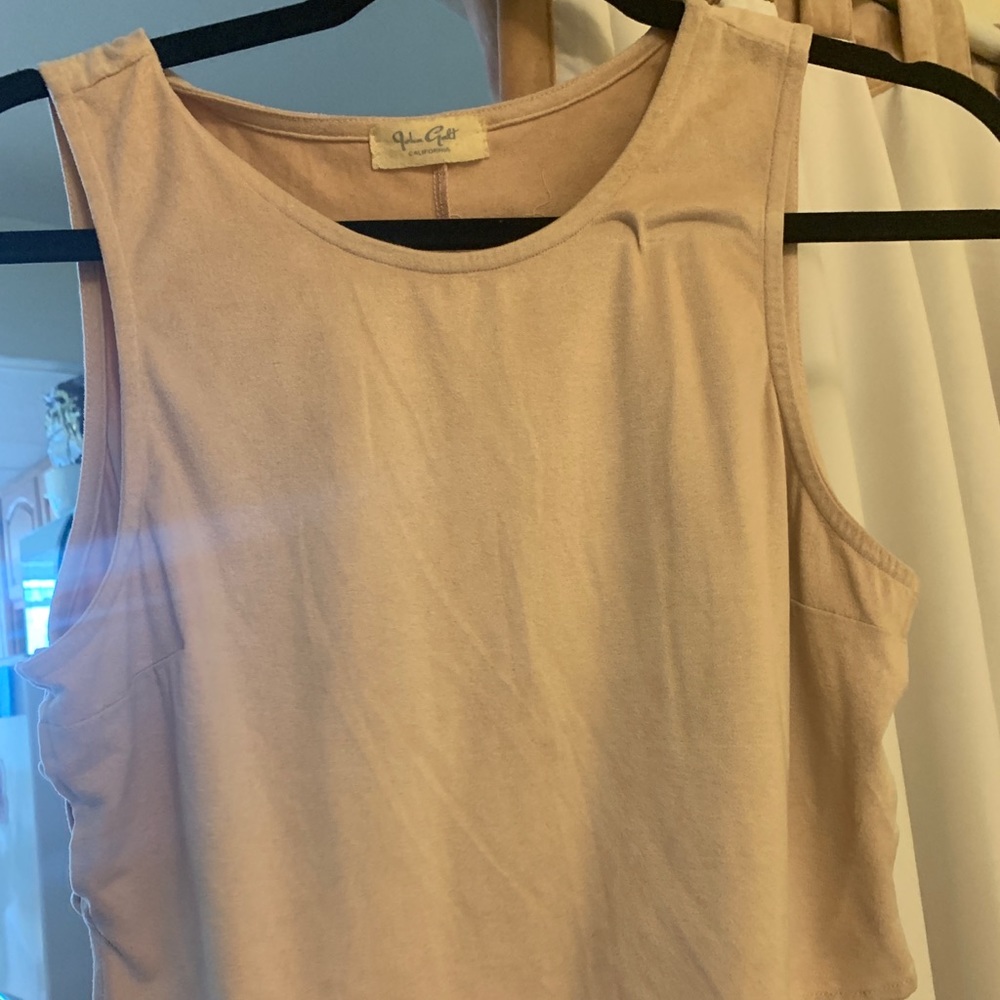 Pink suede crop top